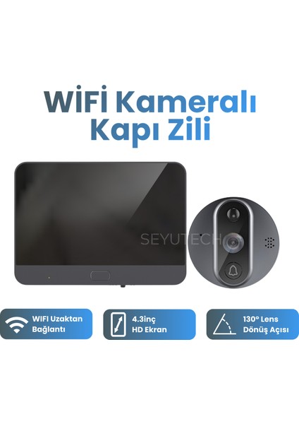 Wifi Kameralı Kapı Zili Akıllı Görüntü Uzaktan Kontrollü Kablosuz 1080P 130° Görüş Güvenlik Kamerası