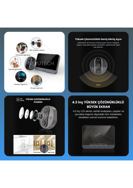 Wifi Kameralı Kapı Zili Akıllı Görüntü Uzaktan Kontrollü Kablosuz 1080P 130° Görüş Güvenlik Kamerası fırsatları