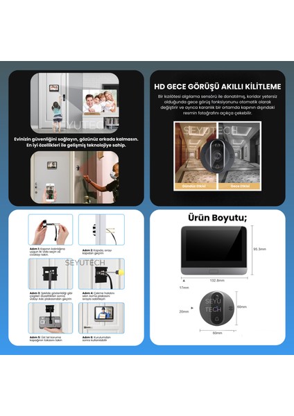 Wifi Kameralı Kapı Zili Akıllı Görüntü Uzaktan Kontrollü Kablosuz 1080P 130° Görüş Güvenlik Kamerası indirimleri