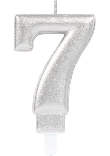 7 Rakam Mum Gümüş Renk
