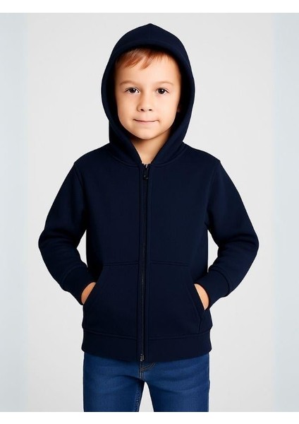 Çocuk Fermuarlı Ince Mevsimlik Basic Kapüşonlu Okul Hırkası