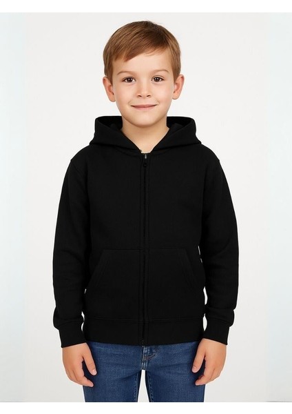 Çocuk Fermuarlı Ince Mevsimlik Basic Kapüşonlu Okul Hırkası