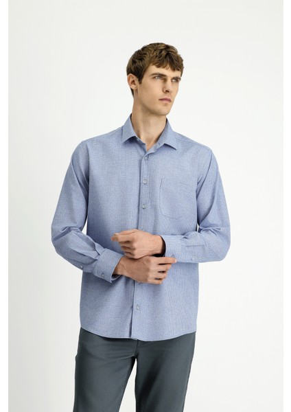 Uzun Kol Regular Fit Desenli Pamuklu Oduncu Gömlek