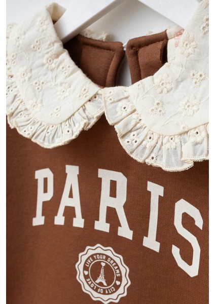 Baskılı Brode Yakalı Kız Çocuk Alt Üst Takım fırsatları