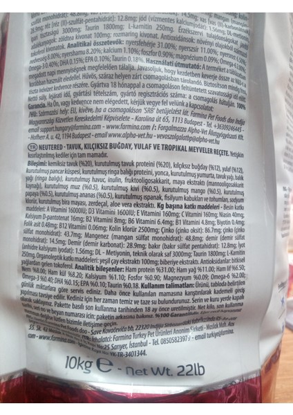 Nd Tropical Tavuklu Kısırlaştırılmış Kedi Maması 10 kg modelleri