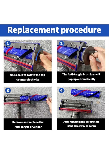Dyson V11 V10 V8 V12 Slim Elektrikli Süpürge Parça No. 972500-01 için Uç Kapağı ile Anti-Tangling Fırça Çubuğunu Yükseltin (Yurt Dışından) indirimleri