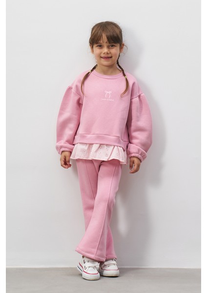 Baskılı Brode Detaylı Kız Çocuk Alt Üst Takım fiyatları