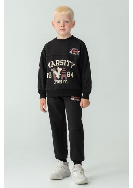 Erkek Çocuk Varsity Baskılı Alt Üst Eşofman Takımı AK7959