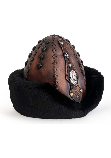 Ertuğrul Gazi Kabartma Desen Metal Broş Hakiki Deri Börk Şapka Kahve-Siyah-58 modelleri