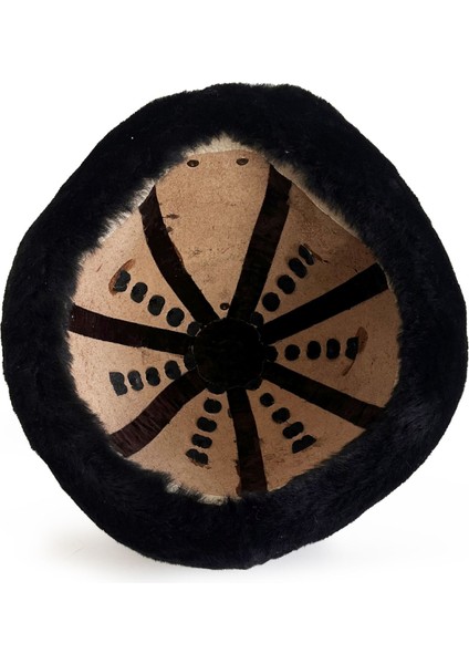 Ertuğrul Gazi Kabartma Desen Metal Broş Hakiki Deri Börk Şapka Kahve-Siyah-58