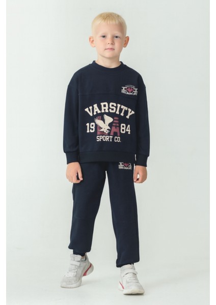 Erkek Çocuk Varsity Baskılı Alt Üst Eşofman Takımı AK7959