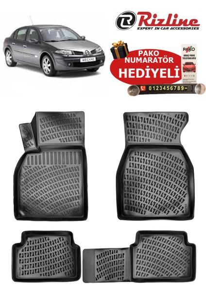 Renault Megane 2 Sedan 2002-2009 Arası Havuzlu Paspas Siyah