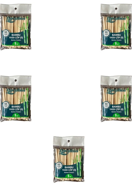 Ahşap Yassı Tutamaklı Saplı Çöp Şiş - Boy : 9 Cm. - 50 Adetlik 5 Paket
