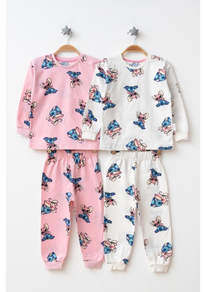 Desenli 2'li Kız Çocuk Pijama Takımı