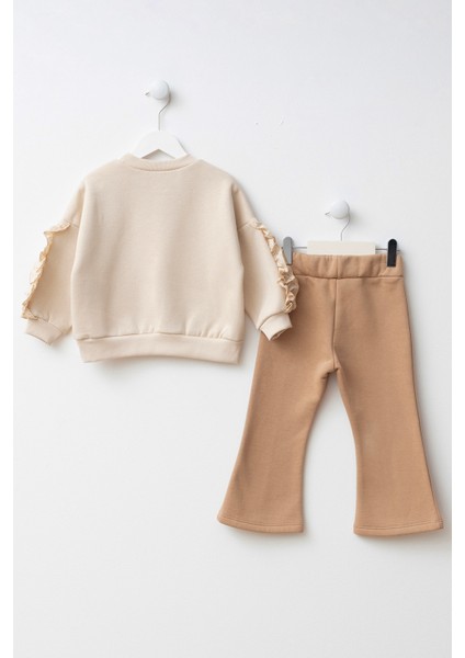 Kolları Büzgülü Brode Detaylı Kız Çocuk Alt Üst Takım fiyatları