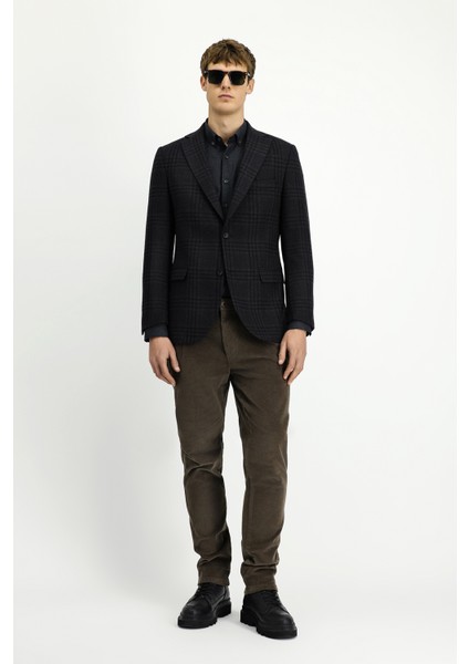 Regular Fit Yünlü Ekose Ceket fiyatları