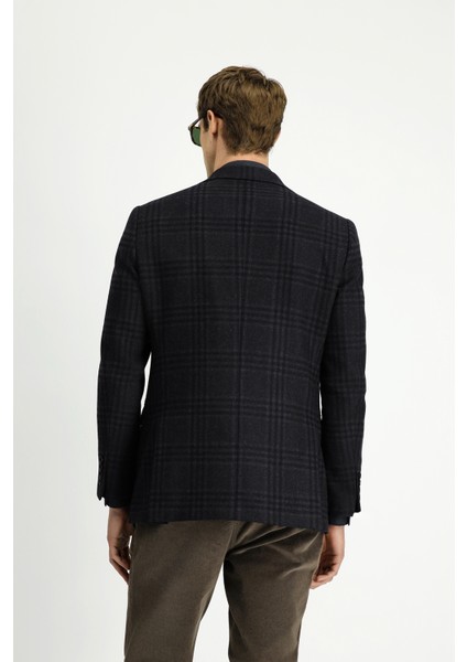 Regular Fit Yünlü Ekose Ceket fırsatları