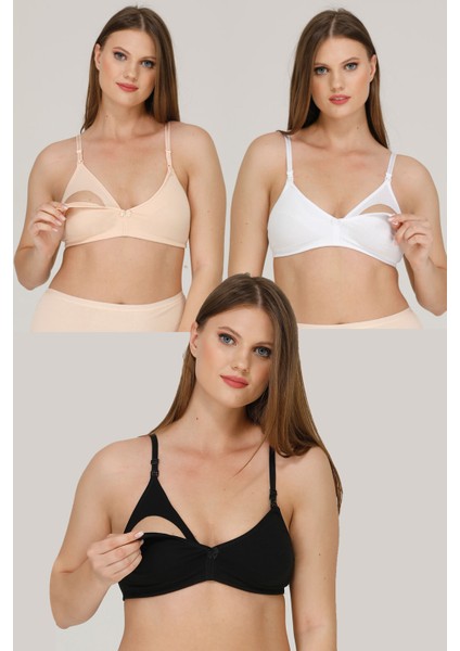 3'lü Emzirme Sütyeni Yumuşak Dokulu Nefes Alabilir Kumaş Seti