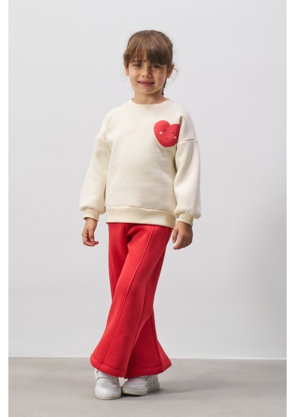 Kalp Baskılı Kız Çocuk Alt Üst Takım