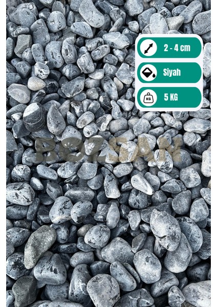 Siyah Dolomit Taşı 5 kg 2-4 cm Taş Dekoratif Taş Dere Taşı Bahçe Süs Taşı Dolomit Taş
