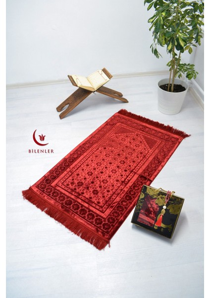 Özel Kutulu Hediyelik Lüks Kadife Dokuma Seccade ve Kristal Tesbih Seti fırsatları