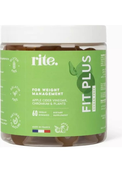 Fit Plus Sakız, 60 Adet, Elma Sirkesi ve Yeşil Çay İçeren Vegan Takviye