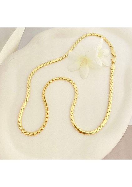 Ezme Kolye Ezme Burgu Kadın Kolye Kararmaz Xuping 14 Ayar Gold 50CM