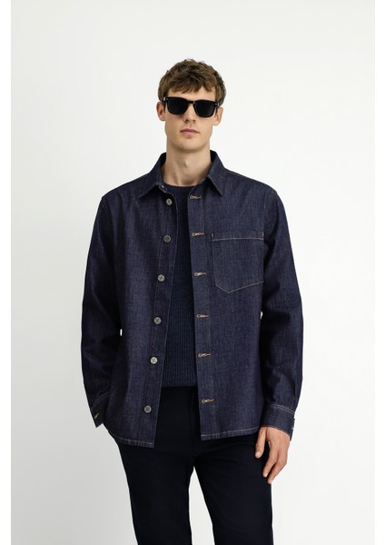 Uzun Kol Regular Fit Pamuk Spor Denim Gömlek / Mont