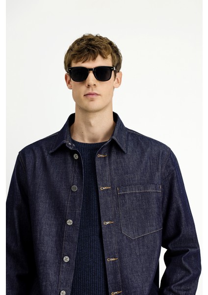 Uzun Kol Regular Fit Pamuk Spor Denim Gömlek / Mont modelleri