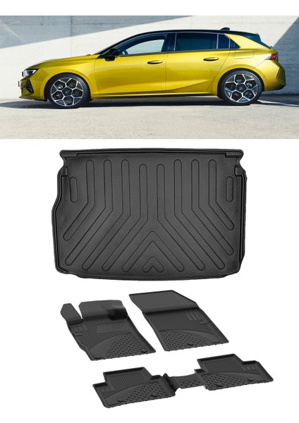 Opel Astra L 2022 ve Sonrası 4.5d Paspas 3D Rizline Üst Bagaj Havuzu Set