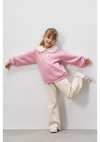 Baskılı Brode Yakalı Kız Çocuk Alt Üst Takım fırsatları