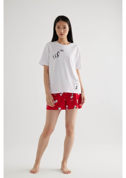 Kadın Pamuklu Kısa Kollu Şortlu Pijama Takımı fiyatları