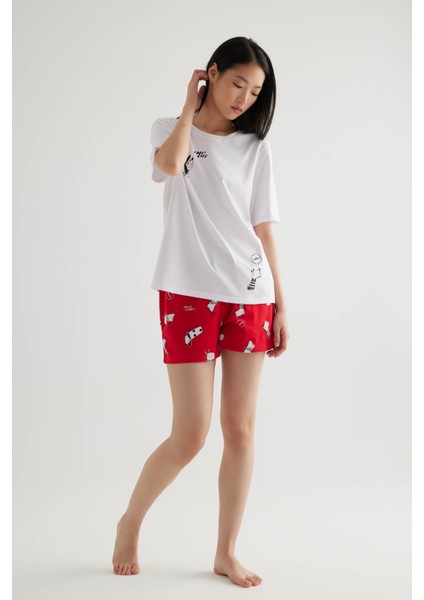 Kadın Pamuklu Kısa Kollu Şortlu Pijama Takımı indirimleri