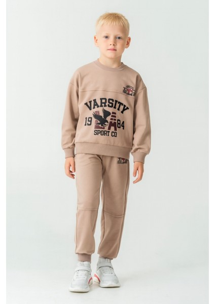 Erkek Çocuk Varsity Baskılı Alt Üst Eşofman Takımı AK7959