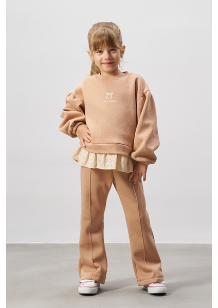 Baskılı Brode Detaylı Kız Çocuk Alt Üst Takım modelleri