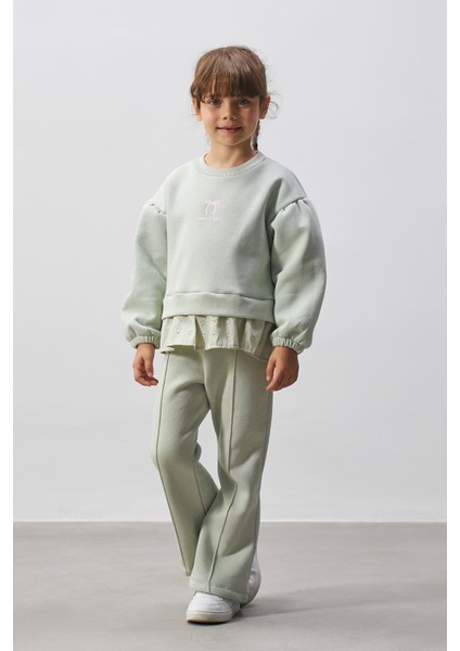 Baskılı Brode Detaylı Kız Çocuk Alt Üst Takım