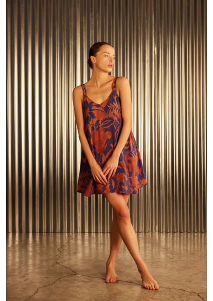 Kadın Dokuma V Yaka Kalın Askılı Elbise