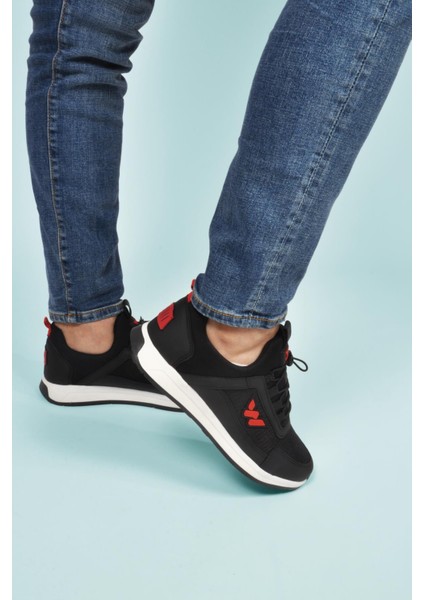 Apollo 166 M Siyah-Kırmızı Fileli Hafif Erkek Spor Ayakkabı