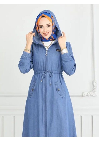 Kadın Kapşonlu Fermuarlı Tesettür Kot Kap fiyatları
