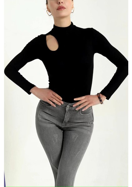 Omuz Pencere Detaylı Buzzy Kumaş Bodysuit modelleri