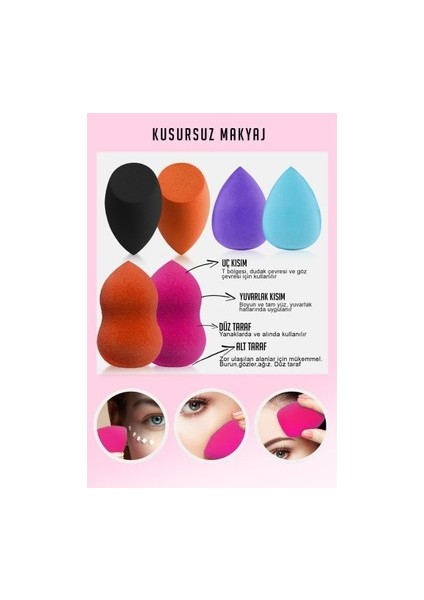 Lilyth Armut Makyaj Sünger Seti | 6’lı Yumuşak ve Dayanıklı Fondöten & Makyaj Süngeri