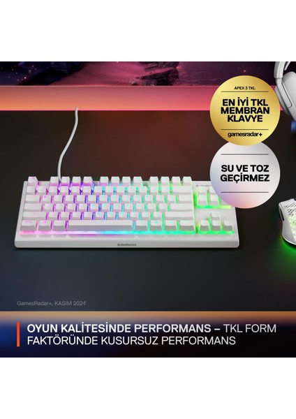 Apex 3 Tkl Rgb Suya ve Toza Dayanıklı Türkçe Gaming Klavye – Beyaz fiyatları