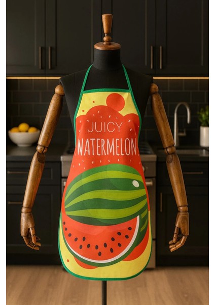 Dijital Baskılı Su Sıvı Geçirmez Leke Tutmaz Mutfak Önlüğü Watermelon modelleri