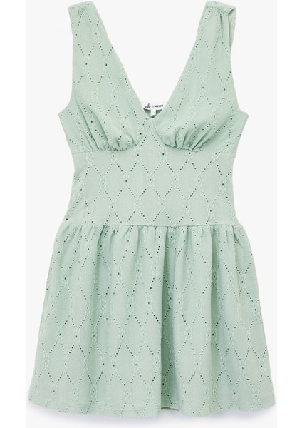 Derin V Yaka Kolsuz Fisto Mini Elbise