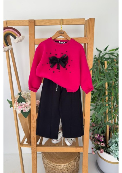 Fiyonk Taş Detaylı Çimalı takım - Fuşya
