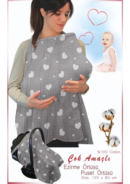 Balenli Emzirme Örtüsü Organik Kumaş 80X100 cm Emzirme Önlüğü %100 Pamuk