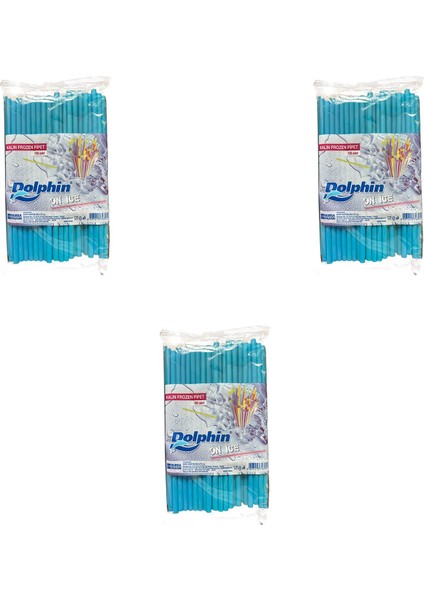 Frozen Kalın Kokteyl Buzlu İçecek Pipet - Düz - Turkuaz - 22CM. - 8mm. - 100 Adetlik 3 Paket