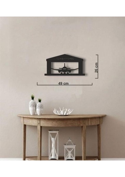 Hangar Silüeti Turkish Technic Metal Tablo Pilot - Havacı - Uçak Tutkunu