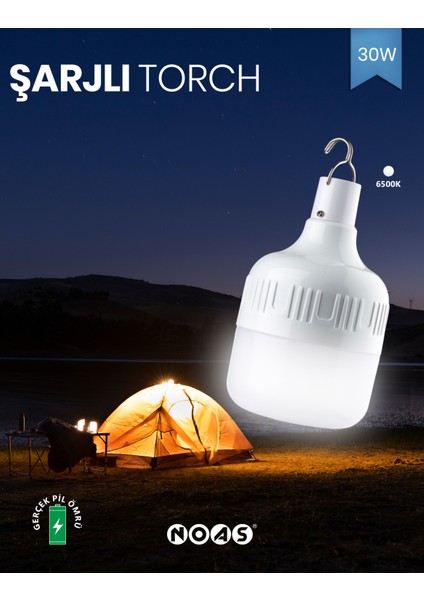 30W Şarjlı Torch Ampul Beyaz