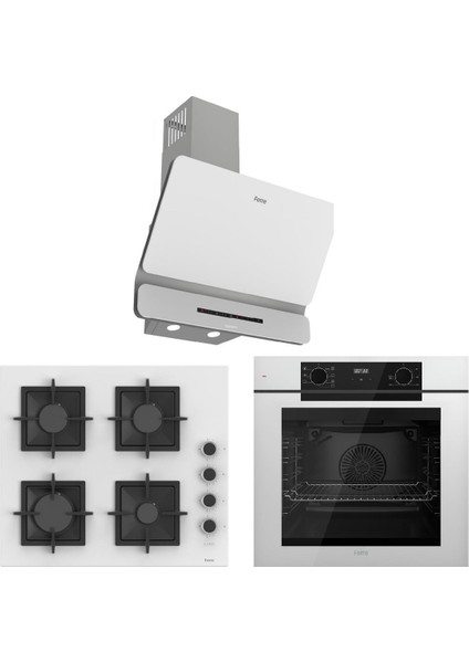 White FryArt 3 Lü Ankastre Set ( QEP63CB - SC206-FA - D081-SA ) A++ Sessiz Davlumbaz